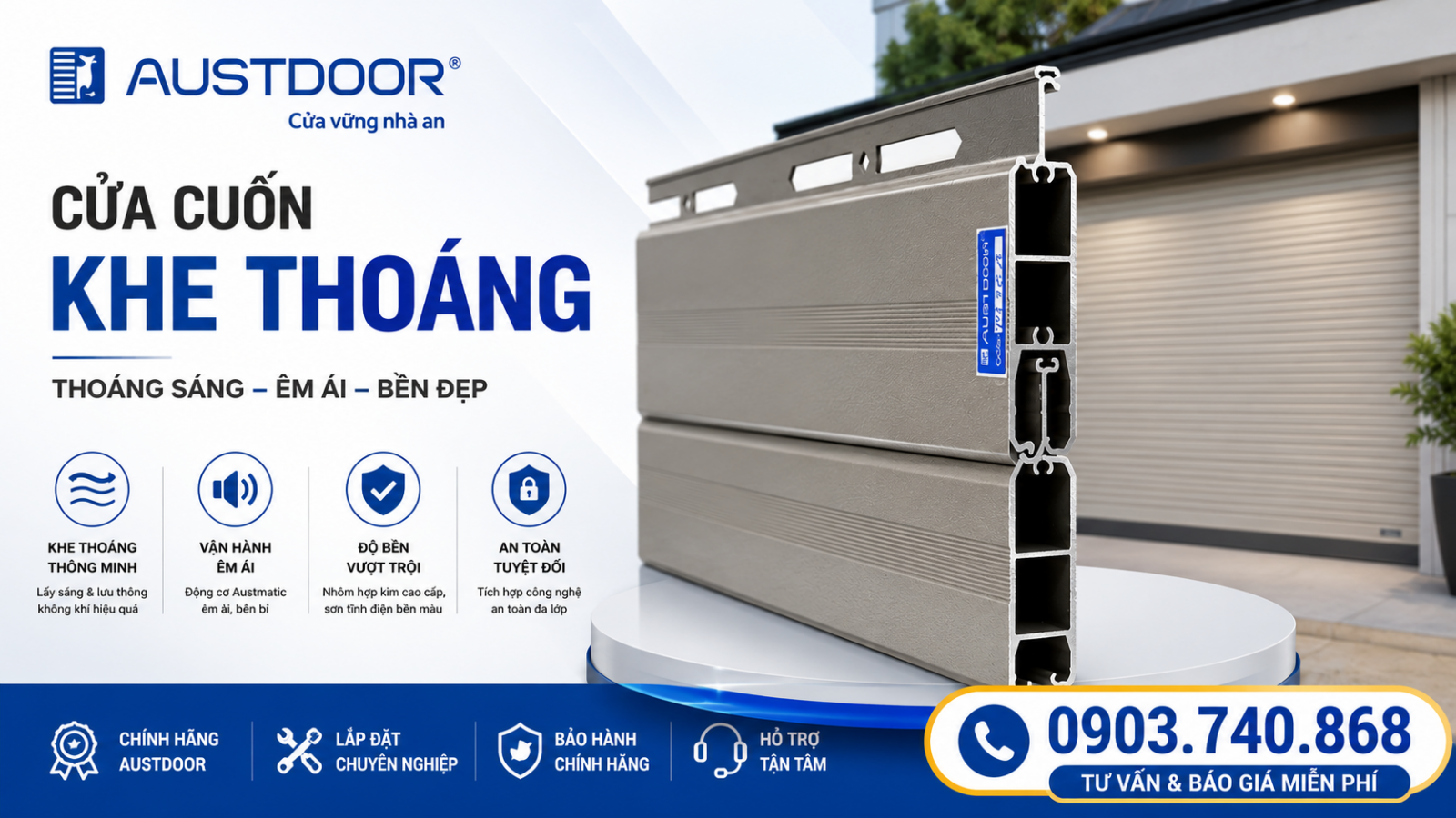Cửa cuốn khe thoáng Austdoor cho nhà phố