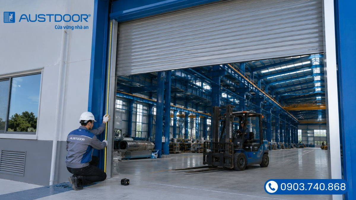 Lắp đặt cửa cuốn công nghiệp cho nhà máy Lắp đặt cửa cuốn công nghiệp cho nhà máy