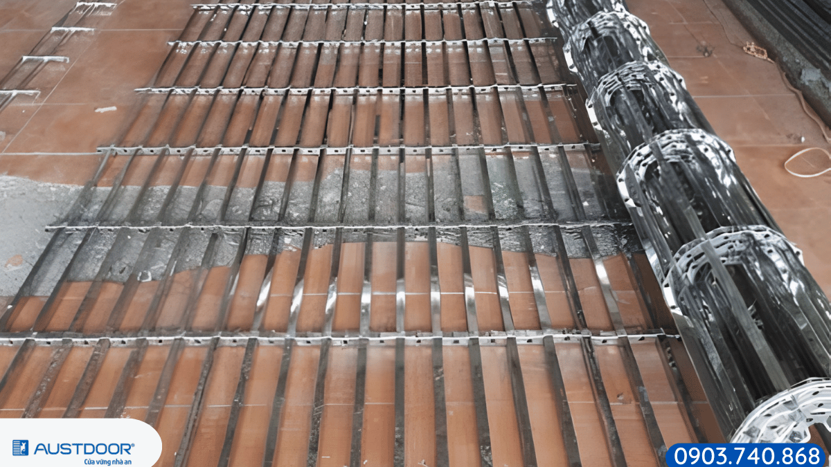 Kỹ thuật viên vệ sinh và kiểm tra cửa cuốn khớp thoáng inox