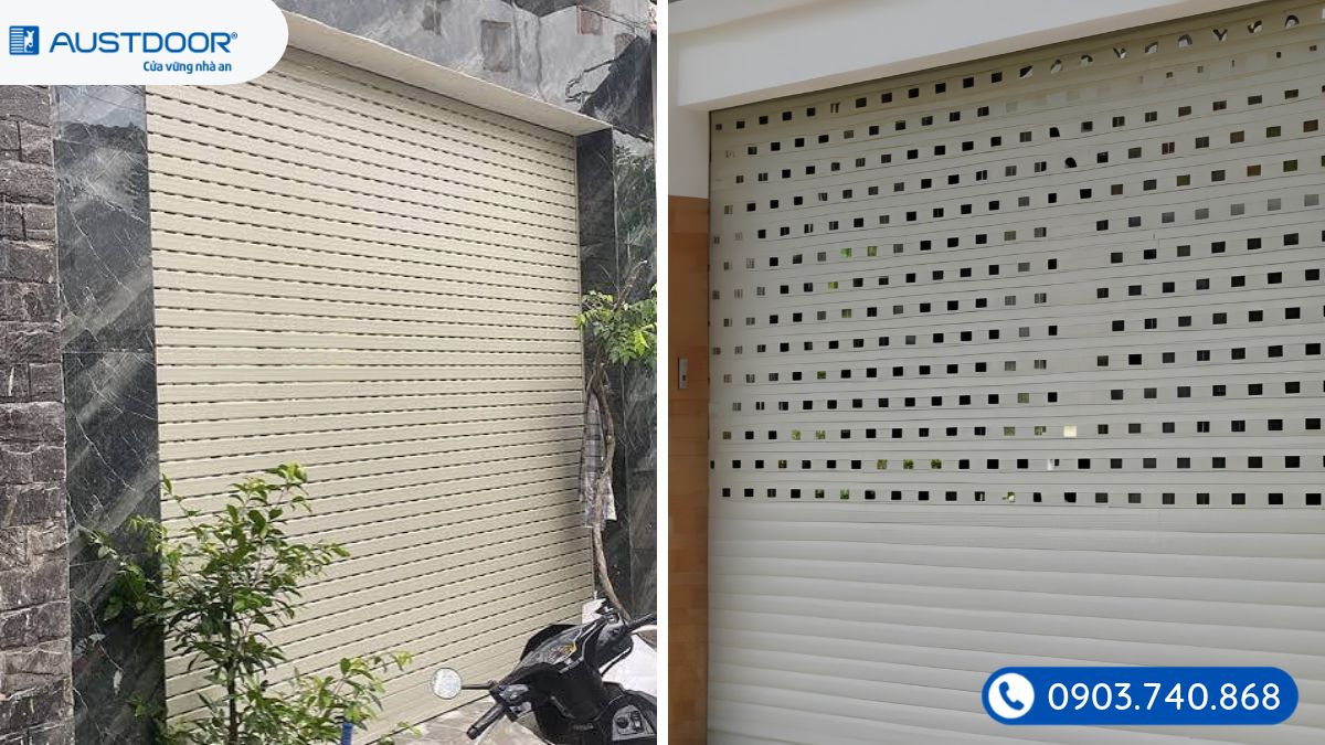 Cửa cuốn khe thoáng lắp cho nhà mặt tiền gần đường lớn