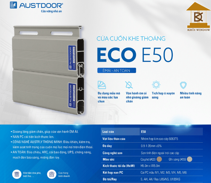 Cửa Cuốn Austdoor E50 Chính Hãng