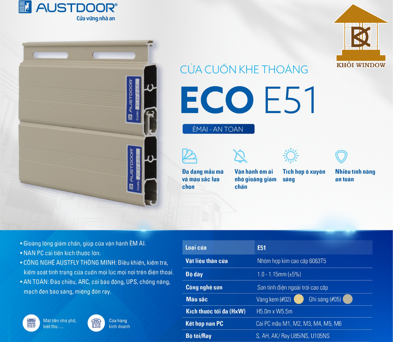 Cửa Cuốn Austdoor E51 Chính Hãng