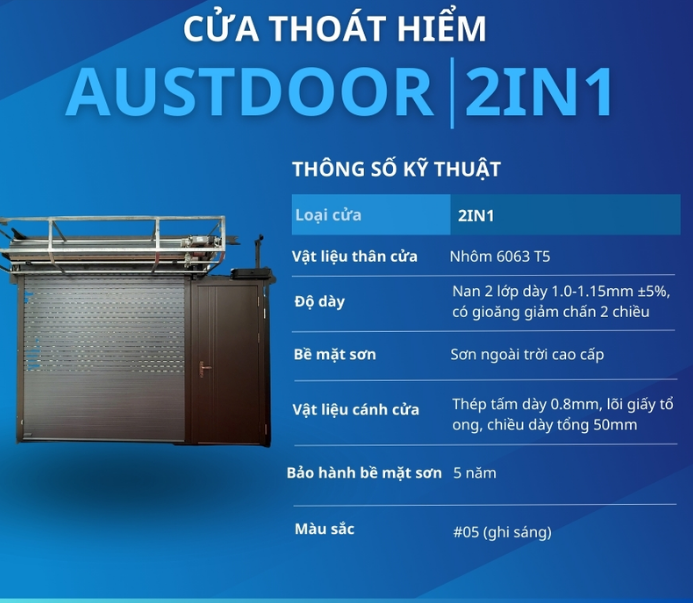 Cửa Thoát Hiểm 2 Trong 1 Austdoor Chính Hãng