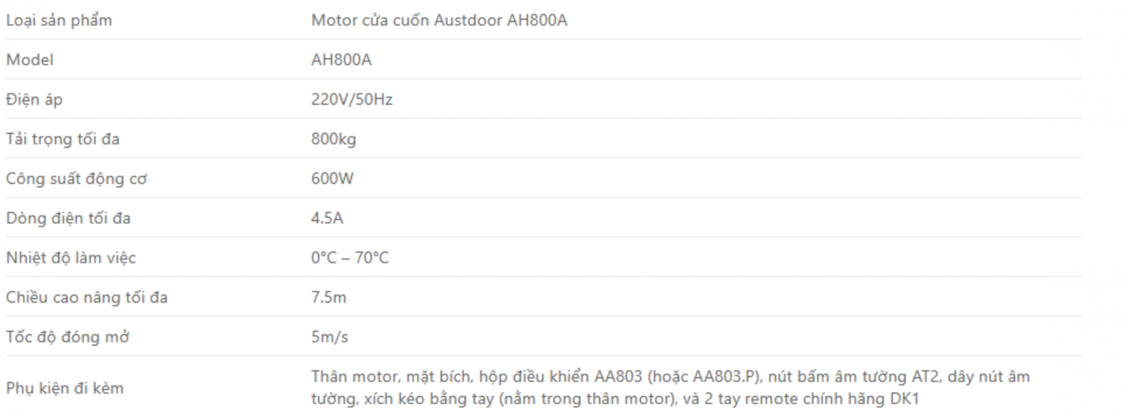 Motor Cửa Cuốn Austdoor AH800A Chính Hãng
